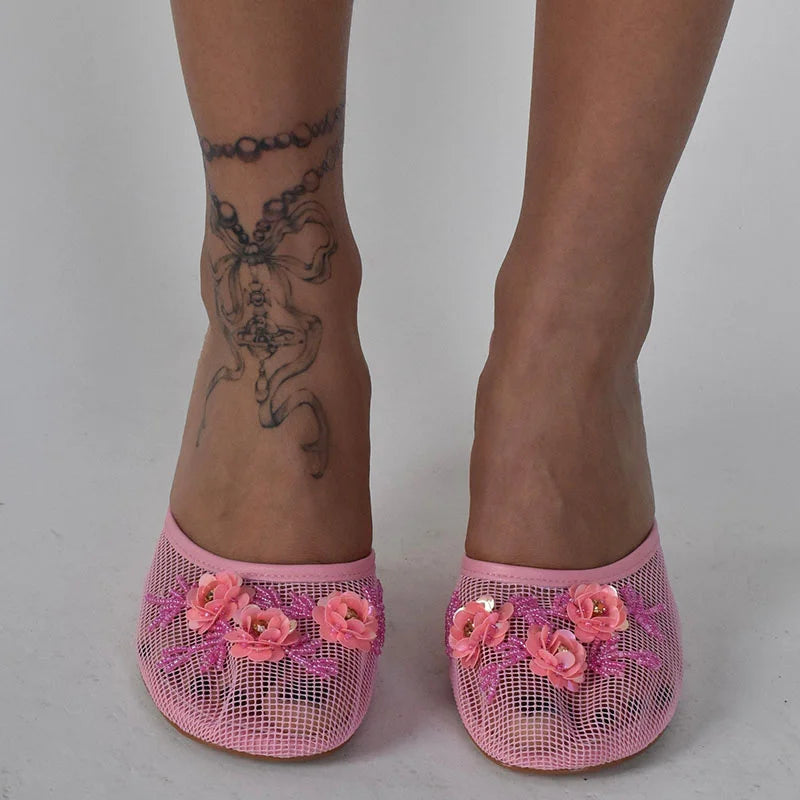 Woman Sandals 2025 Summer Fashion Sexy Hollow Out Strange Style Female Shoes Crystal Flower Decoration High Heel Ladies Slippers