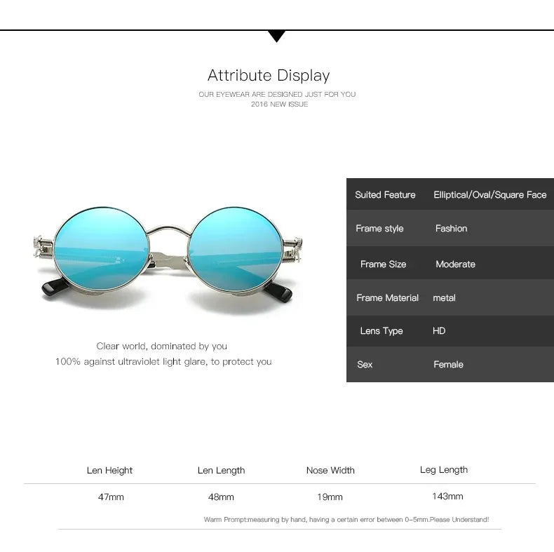 Steampunk Sunglasses For Men Women Round Frame Driving Outdoor Sports UV400 Sun Glasses Fashion Trend Retro Male Female Eyewear