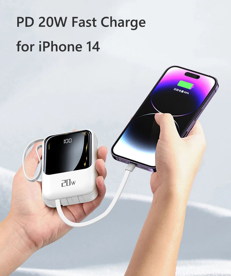 20000mAh Power Bank Suitable IPhone Huawei Xiaomi Portable Battery  Fast Charging Built-In with 4-Wire Digital Display External