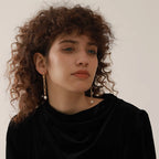 Yhpup Long Hanging Stainless Steel Chain Natural Pearl Drop Earrings Dangle Fashion Party Geometric Charm Temperament Jewelry