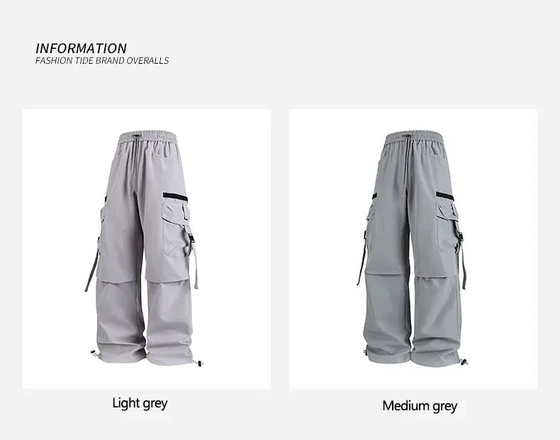 Men's sportswear pants are simple, versatile, retro and fashionable with large pleated pockets for outdoor work