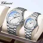 Fashion Couple Watches Men and Women Business Luxury Stainless Steel Quartz Wristwatch Waterproof Luminous Couple Watch Pair Set