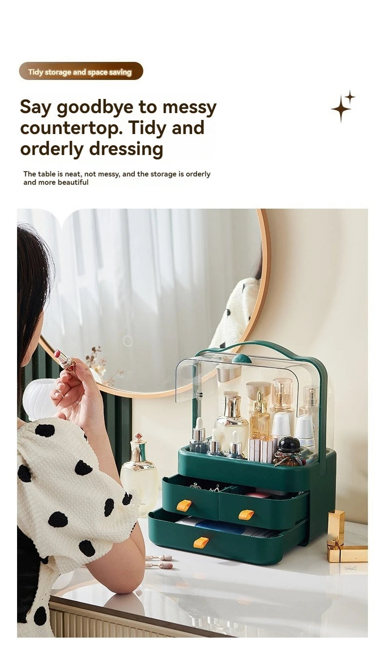 Cosmetic Storage Box Internet Celebrity Dust-Proof Cosmetic Storage Rack Desktop Skin Care Products Lipstick Dressing Table