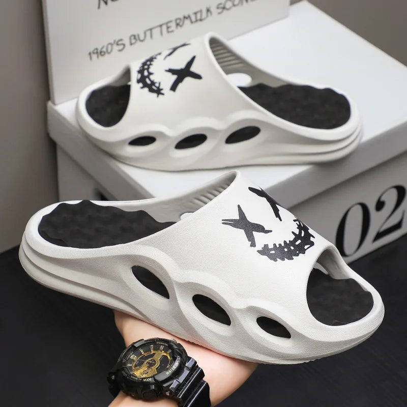 Men Fashion Massage Slippers Indoor/Outdoor Sandals Beach Flip Flop Thick Sole Male Slides Summer Non-Slip Men Shower Slippers