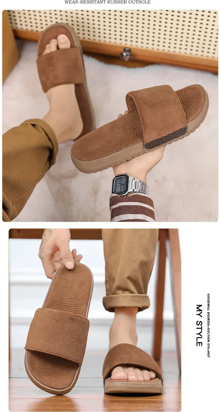 Men's Slippers for Home in Solid Colors Flat Heels Low Cuffs Convenient To Wear Spring and Summer Soft-soled Anti-slip Slippers