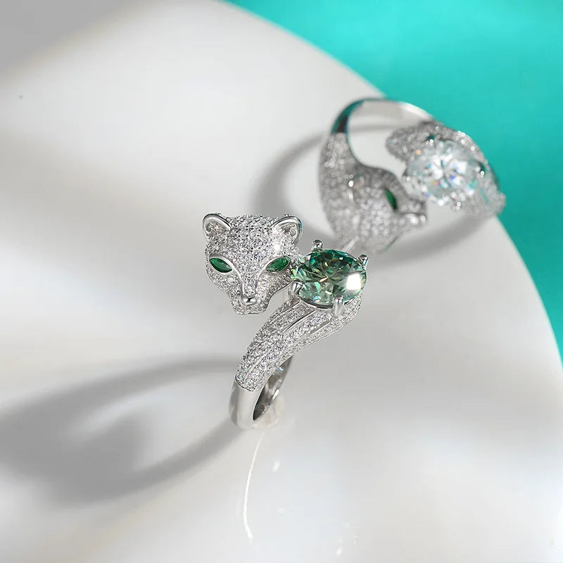2ct Real Moissanite Diamond Ring Leopard Head Ring Pure S925 Sterling Silver for Women Wedding Fine Jewelry
