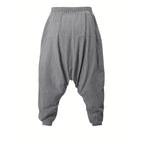 Harem Pants for Men Cotton Linen Drop Crotch Cozy Streetwear Loose Fit Breathable Lightweight Long Pants Male Joggers