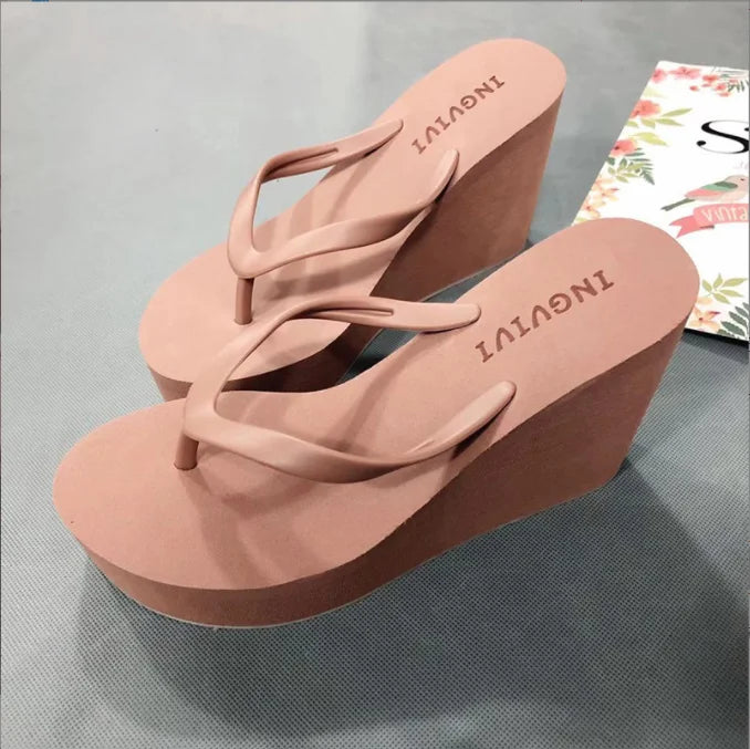 Women's Slippers  Flip Flops Fashion Wedges PU Solid Ladies Elegant Slides Comfort Casual Soft Slip On 2021 Summer Beach Shoes