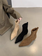 Women Flats Pointed Toe Boots Sexy Suede Ankle Boots Designer 2025 New Winter Shoes Chelsea Elegant Party Woman Fashion Botas