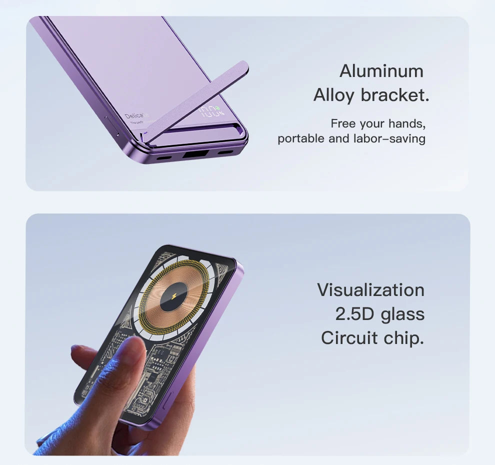 2024 New High quality aluminum alloy Power Banks Backup Battery Macsafe Powerbank Magnetic Wireless Phone Charger