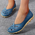 Women Flats Genuine Leather Fashion Soft Shoes Women Hollow Designer Shoes Slip On Ballet Flats Oxford Shoes Woman Plus Size