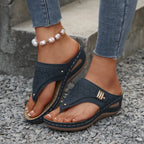 Woman Slippers Leather Non-Slip Soft Platform Shoes Flip Flops Summer Wedge Slippers Lightweight Orthopedic Sandals Slides Women