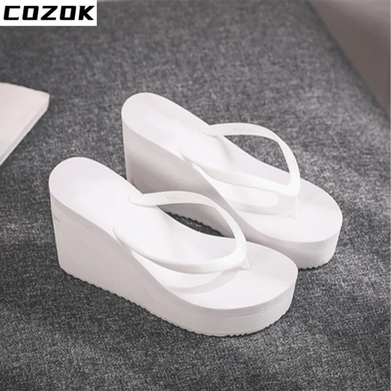 Women's Slippers  Flip Flops Fashion Wedges PU Solid Ladies Elegant Slides Comfort Casual Soft Slip On 2021 Summer Beach Shoes