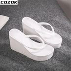 Women's Slippers  Flip Flops Fashion Wedges PU Solid Ladies Elegant Slides Comfort Casual Soft Slip On 2021 Summer Beach Shoes