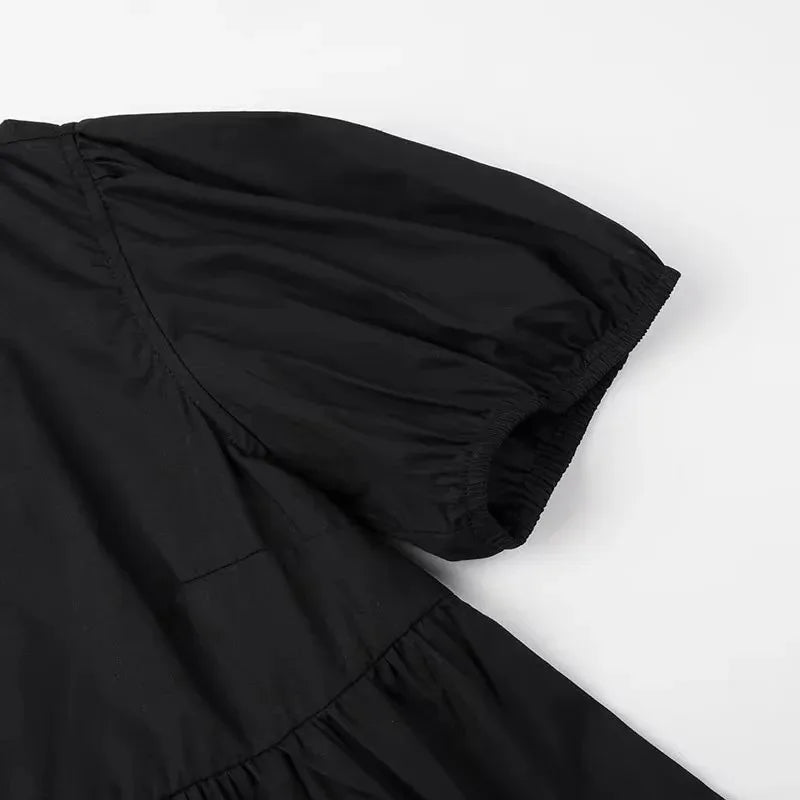 MUJER Ruffle Blouses Woman Puff Sleeve Shirts and Blouses for Women White Black Ruched Crop Top Female Ruched Women's Blouse