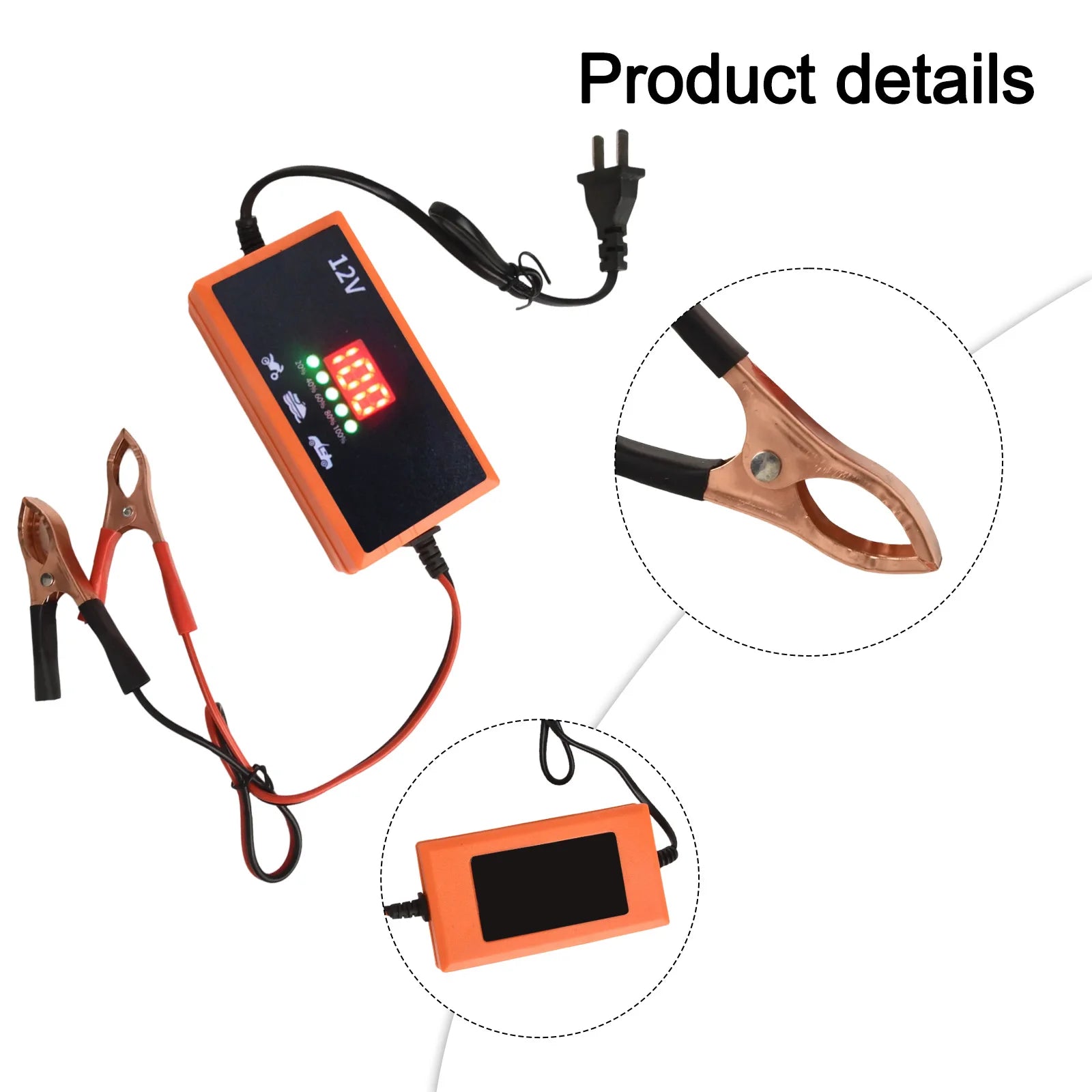 12V Car Battery Charger 3-20A Lead-acid Batteries Charger Fast Charging Car Motorcycle Battery Charger ABS Car Accessories