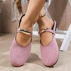 Women Slippers Flats Round Toe Mules Sandals Woman Casual Shoes 2025 Trend Summer Dress Slippers Suede Comfort Slides Women