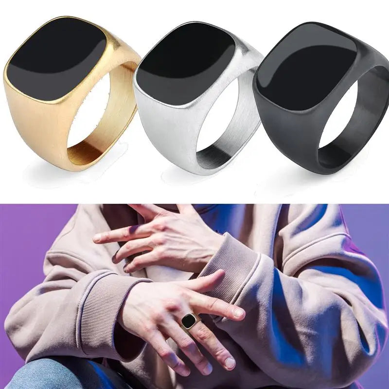 Jiayiqi Men's Ring Punk Rock Frosted 316L Stainless Steel Signet Ring For Men Hip Hop Party Jewelry Male Wedding Ring size 7-13