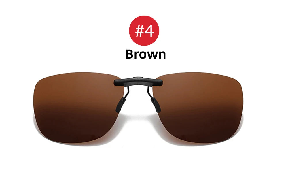 Square Clip On Sunglasses Women Polarized Black Lens UV400 Night Vision Driving Men Goggles Clips Anti Glare Vintage Glasses