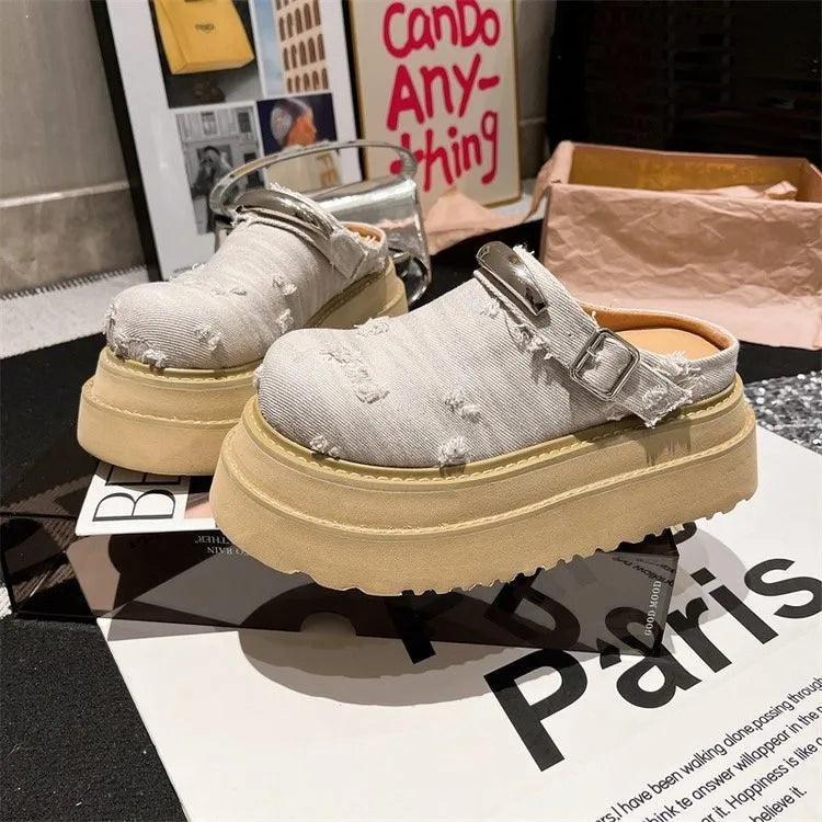 Flats Women Slippers Platform Slingback Mules Shoes Fashion Woman Sandals Summer 2025 Designer Flip Flops Dress Zapatos De Mujer