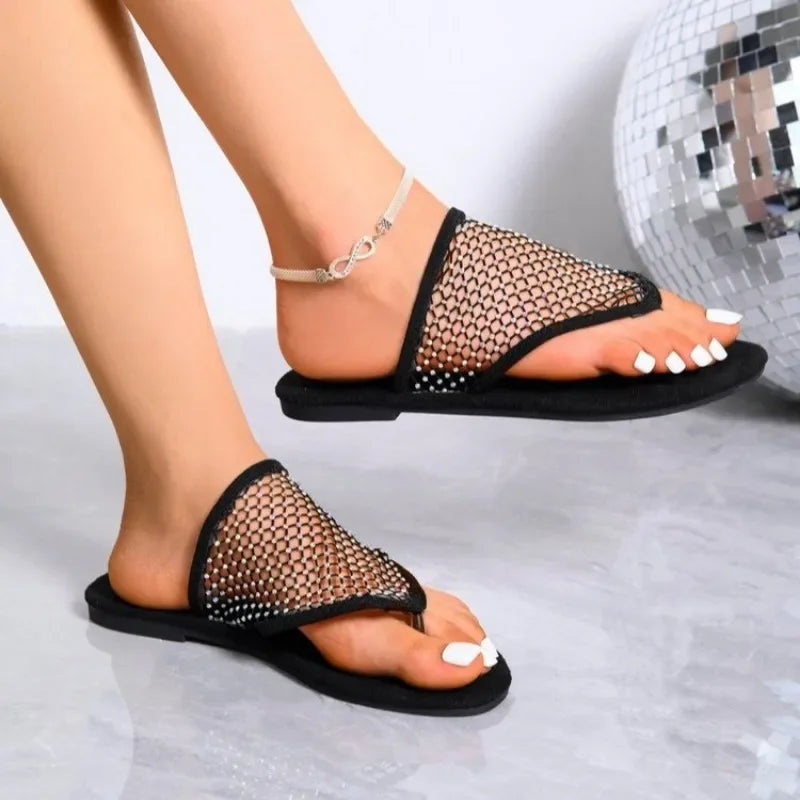 Women Slippers Trend Hollow Sexy Flats Bottom Slippers Summer New Flat Bottom Sandals Flip Flops Slides Women Zapatos De Mujer