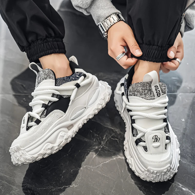 Men's Shoes 2025 Thick Sole Height Increasing New Breathable Trend Fashionable and Versatile Casual Sports Comfortable Trend