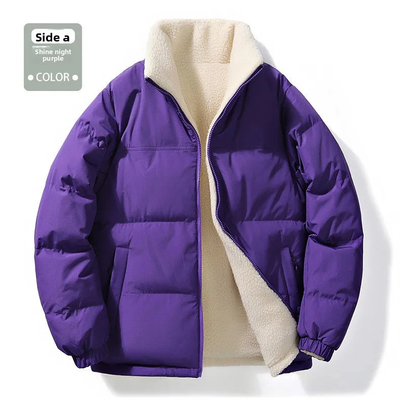 Winter Cotton Coat for Men - New Style, Lamb Hair Padded Cotton Coat, Double-sided Wear, Loose and Warm Cotton Jacket for Women