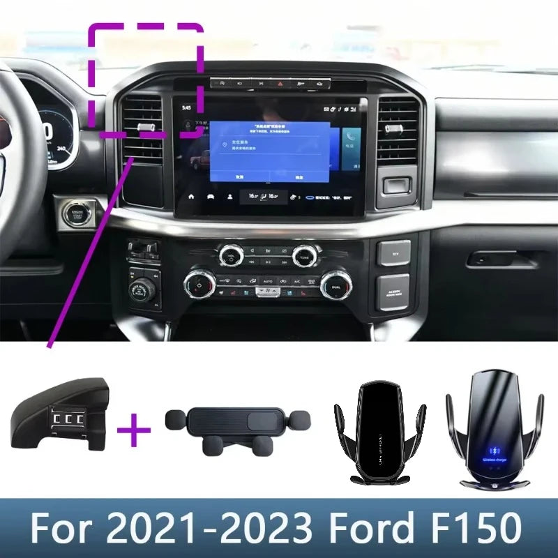 Car Mobile Holder Special Fixed Bracket Base for Ford Raptor F150 2021 2022 2023 Wireless Charging Accessories Car Phone Holder