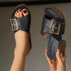 Women Slippers 2025 Summer New Fashion Elegant Soft Platform Shoes Ladies Chunky Heels Buckle Designer Slippers
