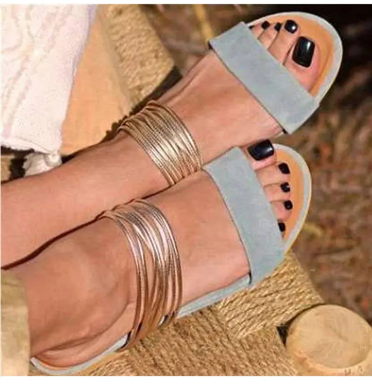 Women Slippers 2022 Summer New Bohemian Sandals Flat Casual Shoes Female Slip on Slides Woman Shoes Plus Size Sandalias Mujer