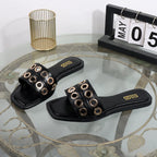 Women's slippers 2025 new summer wear casual hollow fashion Joker slippers square sandals light flat bottomed drag