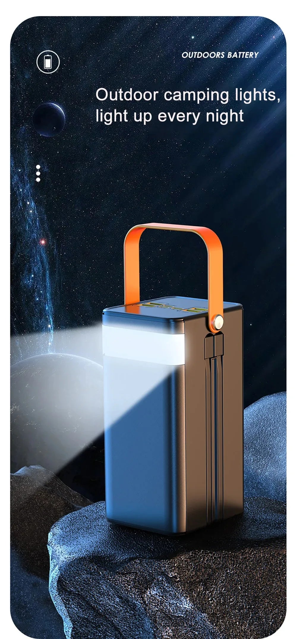 120W Super Fast Power Bank 200000mAh Large Capacity Outdoor Mobile Power Supply Supports 7 Devices to Charge At The Same Time