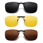 Square Clip On Sunglasses Women Polarized Black Lens UV400 Night Vision Driving Men Goggles Clips Anti Glare Vintage Glasses