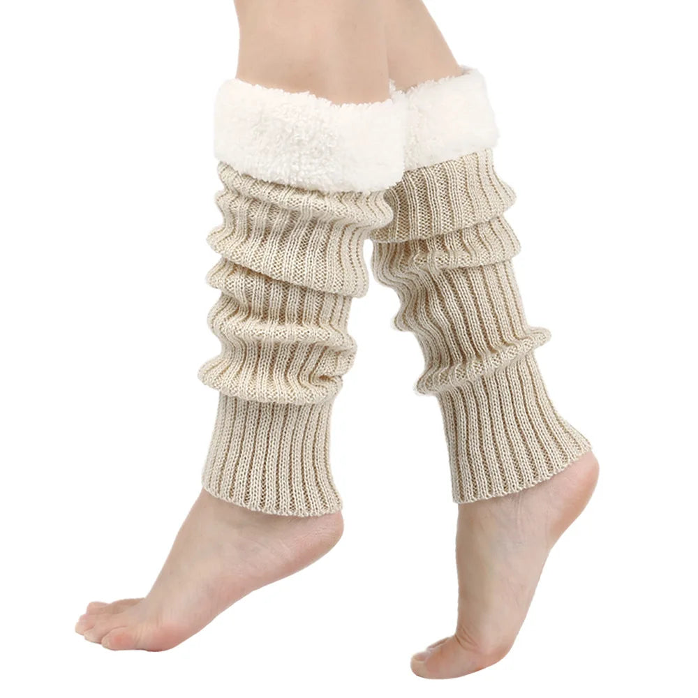 Winter Christmas Ladies Warm Ribbed Knit Leg Warmers Womens LegWarmers Polar Fleece Neon Colored Boot Cuffs for Festive Occasion