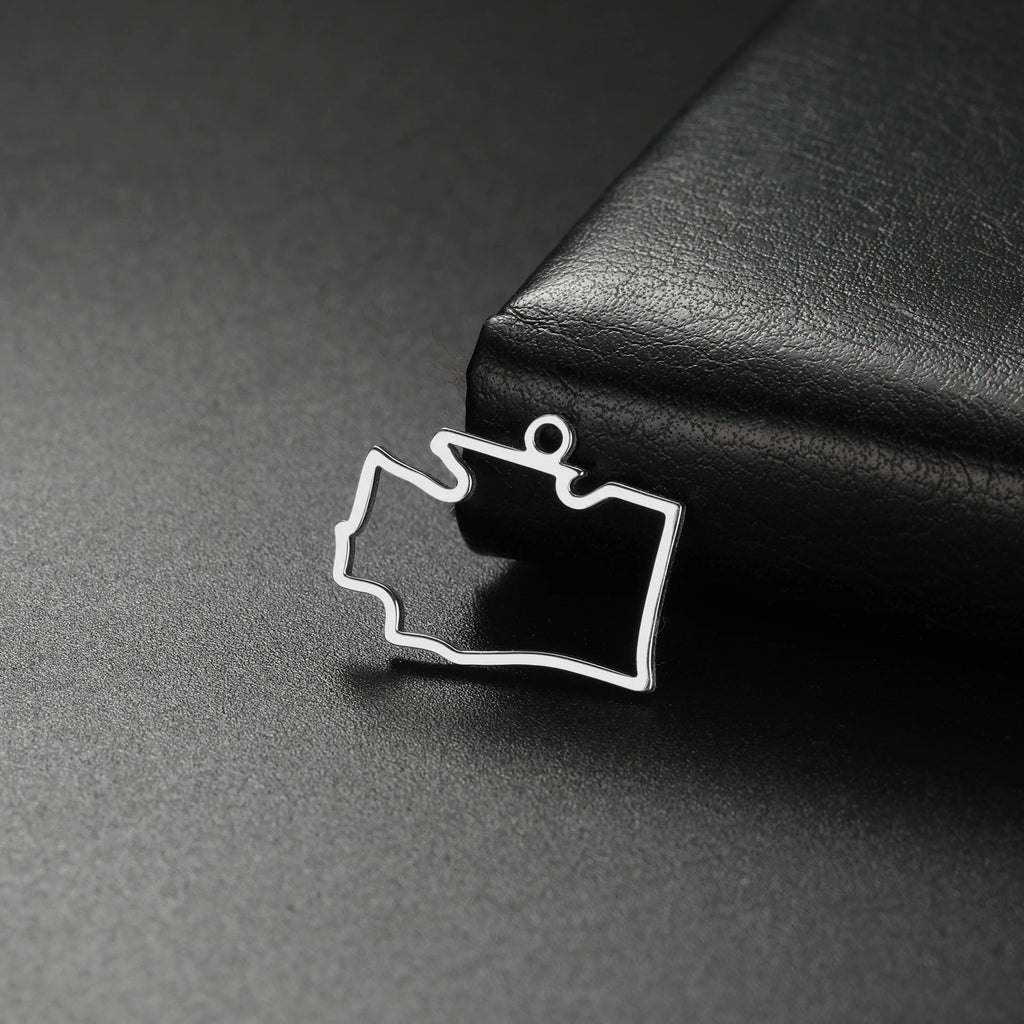 EUEAVAN 10pcs United States New York Washington State Map Pendant for Necklace Stainless Steel Charm DIY Jewelry Making Supplies