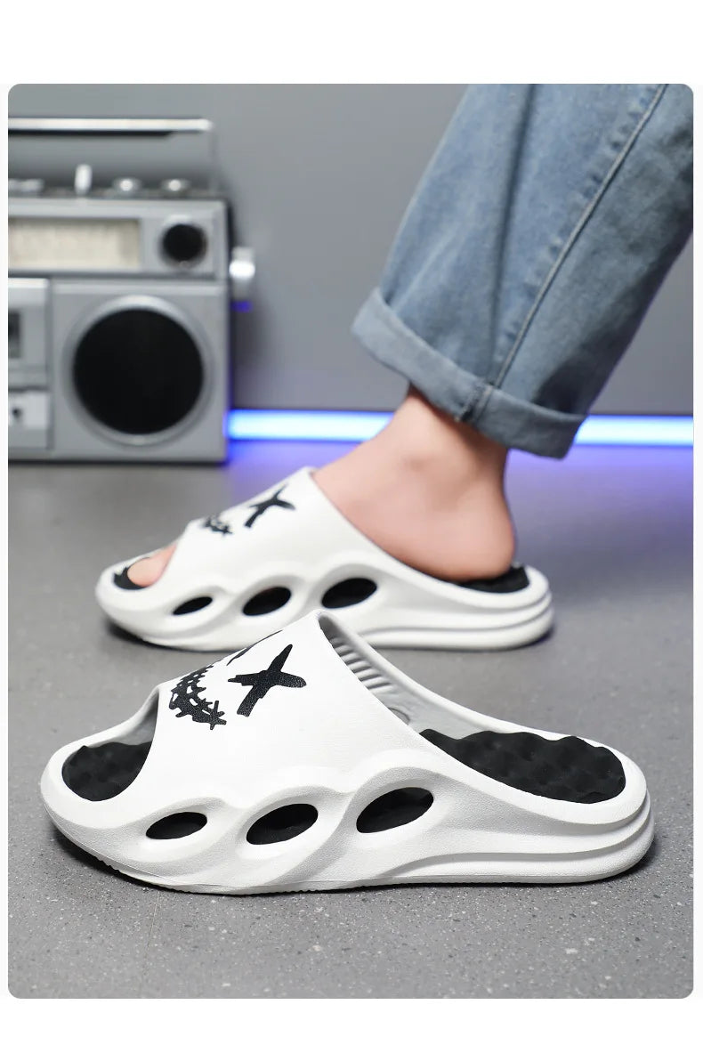 Men Fashion Massage Slippers Indoor/Outdoor Sandals Beach Flip Flop Thick Sole Male Slides Summer Non-Slip Men Shower Slippers