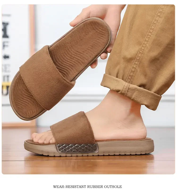 Men's Slippers for Home in Solid Colors Flat Heels Low Cuffs Convenient To Wear Spring and Summer Soft-soled Anti-slip Slippers