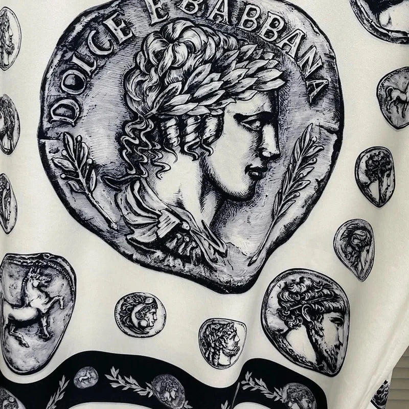 Men's shirt Vintage Character print 2025 Spring / Autumn Loose Version Classic Long-sleeved Lapel Fashion and leisure Top S-5XL