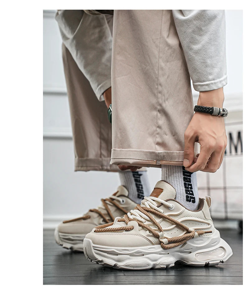 Fashion Shoes For Men White Sneakers Male Platform Walking Shoes Punk Lace Up Outdoor Men’s Outdoor Breathable Sneakers