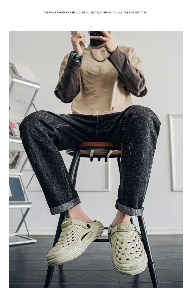 New Men Massage Slippers Slides Indoor Outdoor Sandals Beach Casual Shoes Comfortable Sole Men's Slippers