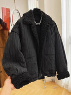 Winter 2025 New Jackets Women Loose Thick Short Cotton-padded Coat Ladies Solid Color Lamb Wool Warm Parkas Fashion