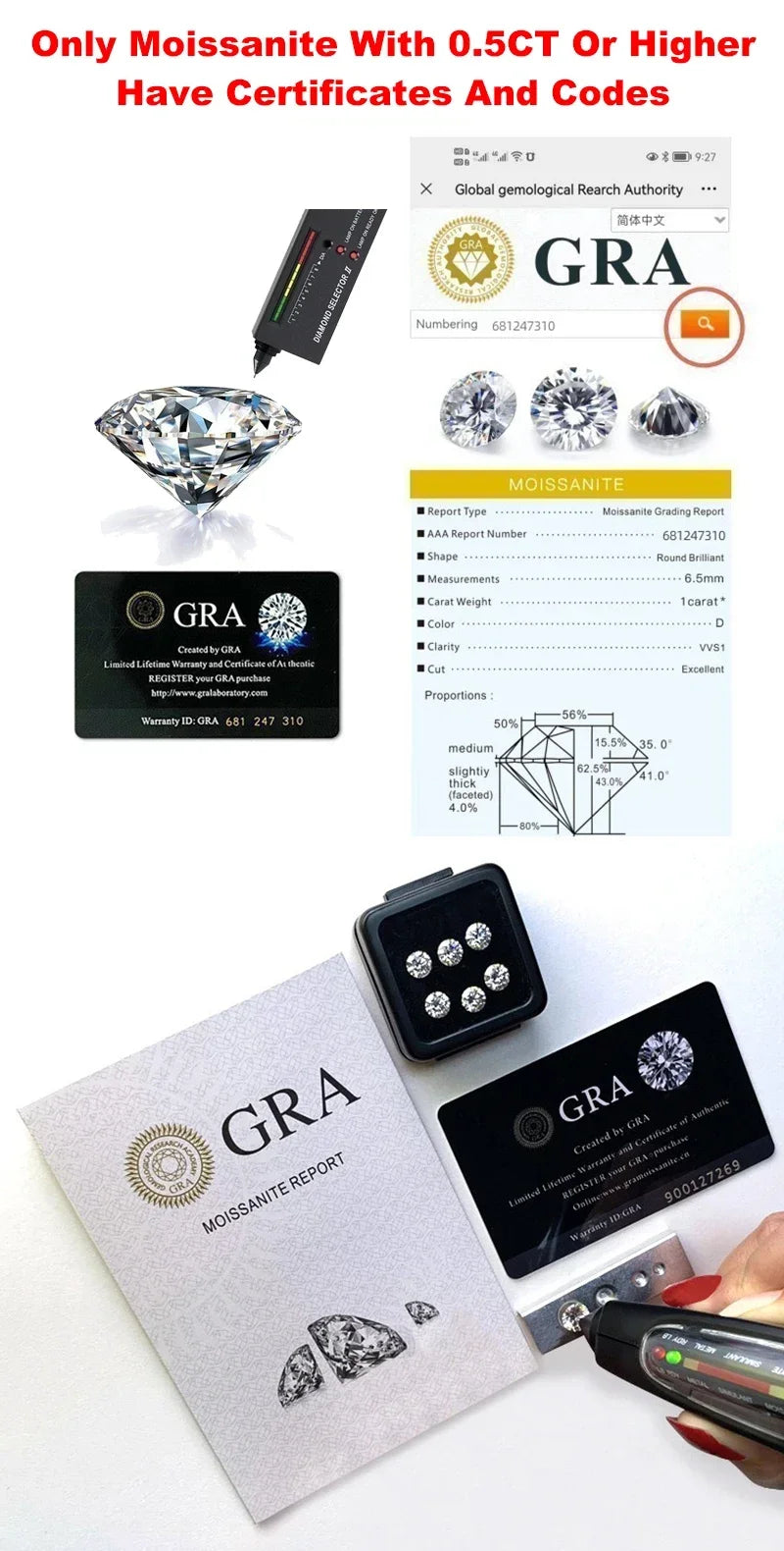 2 Carat Moissanite Drop Earrings Silver Stud Classic Solitaire Jewelry Women's Fashion Diamond Ear fine Jewelry gift