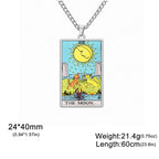 Dawapara 22 Styles Tarot Card Good Luck Amulet Necklace Sun Moon UV Colorful Pendant Stainless Steel Spiritual Jewelry