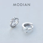 Modian Dazzling Hoop Earrings For Women Flower Cubic Zirconia Round Hoops Ear Fashion 925 Sterling Silver Fashion Jewelry Bijoux