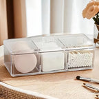 1pc Cosmetics Storage Box, Minimalist Clear 3 Grids Cosmetics Container For Home, For  Bathroom Collection, Bedroom Collection,