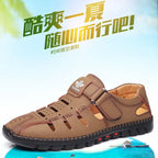 Men Sandals Leather 2024 Summer Breathable Casual Shoes for Man Slip on Clogs Outdoor Walking Shoes Non Slip Hand Made Sandalias