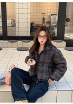 2025 New Korean Winter Women Down Cotton Jacket Parkas Short Cotton Padded Turn Down Collar Ladies Quilted Outerwear