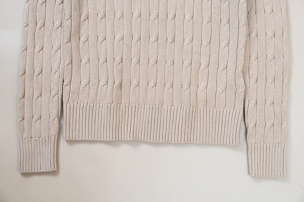 New Women's Embroidered Logo Simple Twisted Design Casual  Color round Ne Long Sve Knitted Sweater Autumn Winter