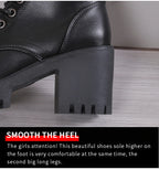 Women's High Heels Ankle Boots for 2023 Black PU Leather Platform Short Boots Woman Side Zipper Thick Heeled Punk Botas De Mujer