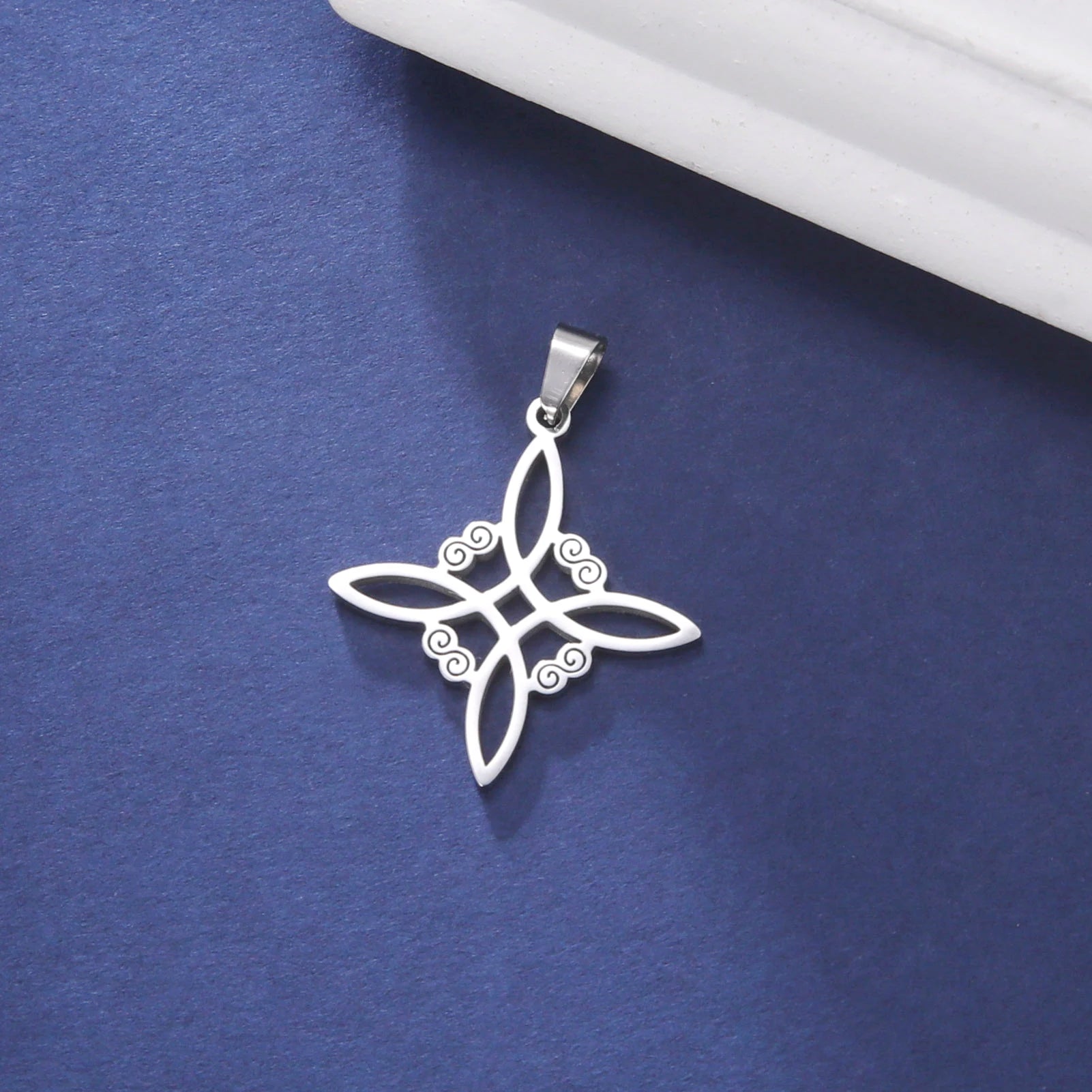 Skyrim Witch Knot Charms for Necklace Jewelry Making Stainless Steel Gold Color Wicca Witchcraft Amulet Pendants DIY Accessories